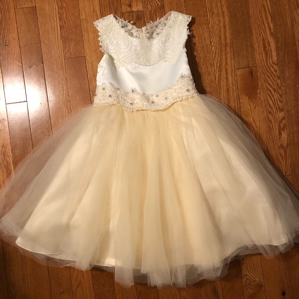JJs House Cream and White Kids Formal Dress